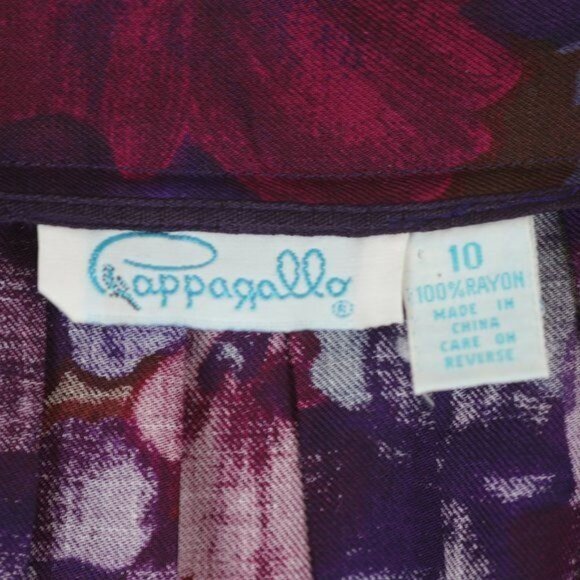 Cappagallo Vintage Women's Size 10 Purple Red Floral Pleated Midi Skirt - Picture 8 of 8